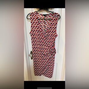 Banana Republic Sleeveless Colorful Dress with Faux Wrap Look-Size Large